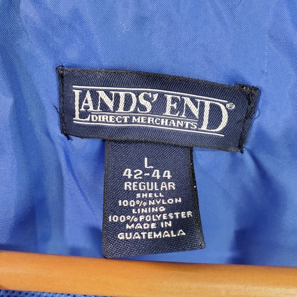 Lands End Mens Nylon Jacket Coat Softshell Outdoor Blue Rain Windbreaker SZ L - Picture 9 of 11
